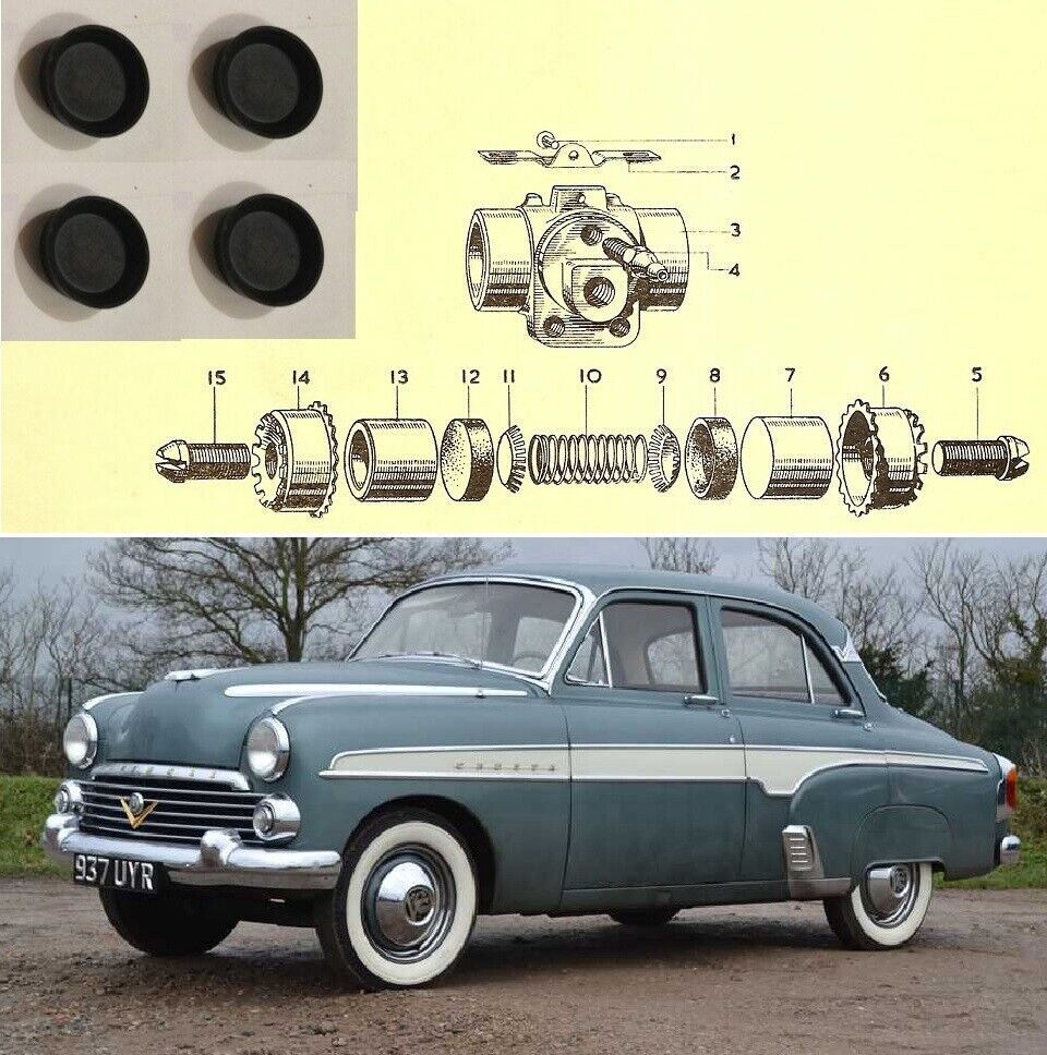 REAR BRAKE WHEEL CYLINDER REPAIR SEALS KITS x4 (Vauxhall Cresta) (Ser. E) (15/16") (1954- 57) 